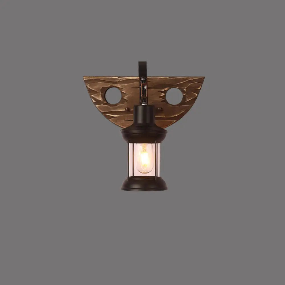 Rustic Wooden Geometric Wall Sconce - Brown 1-Light Wall Mounted Light for Restaurants -  - DINIBLO 