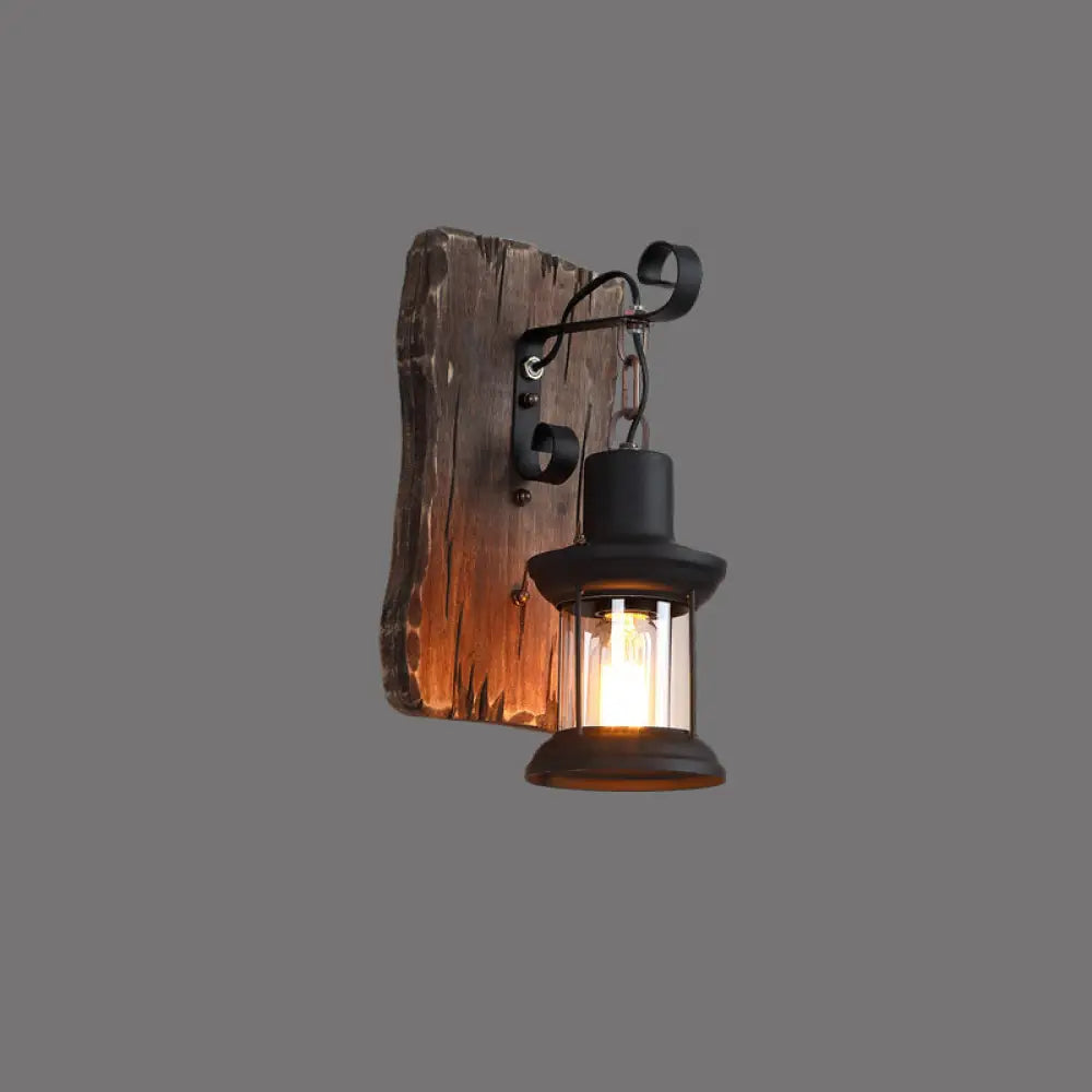 Rustic Wooden Geometric Wall Sconce - Brown 1-Light Wall Mounted Light for Restaurants -  - DINIBLO 