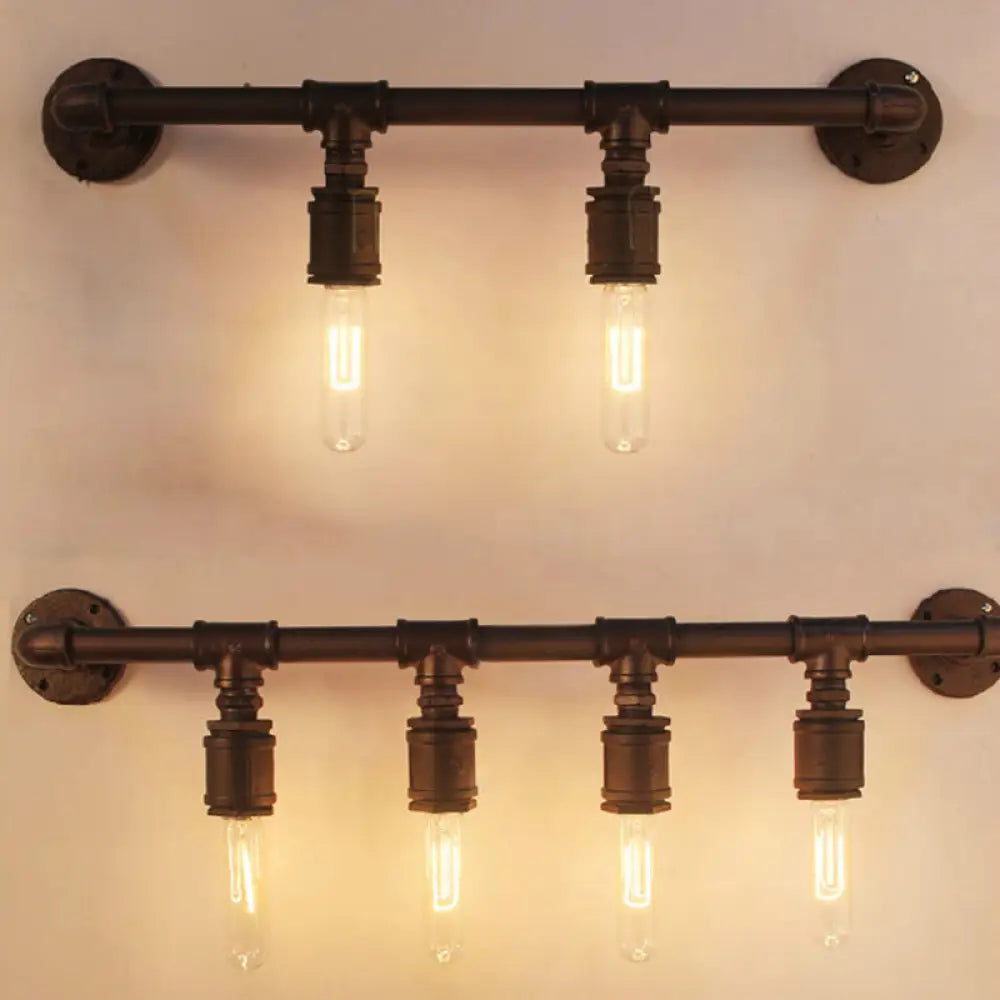 Steampunk Rustic Wall Mounted Lamp with Linear Design and Iron Finish for Restaurants -  - DINIBLO 