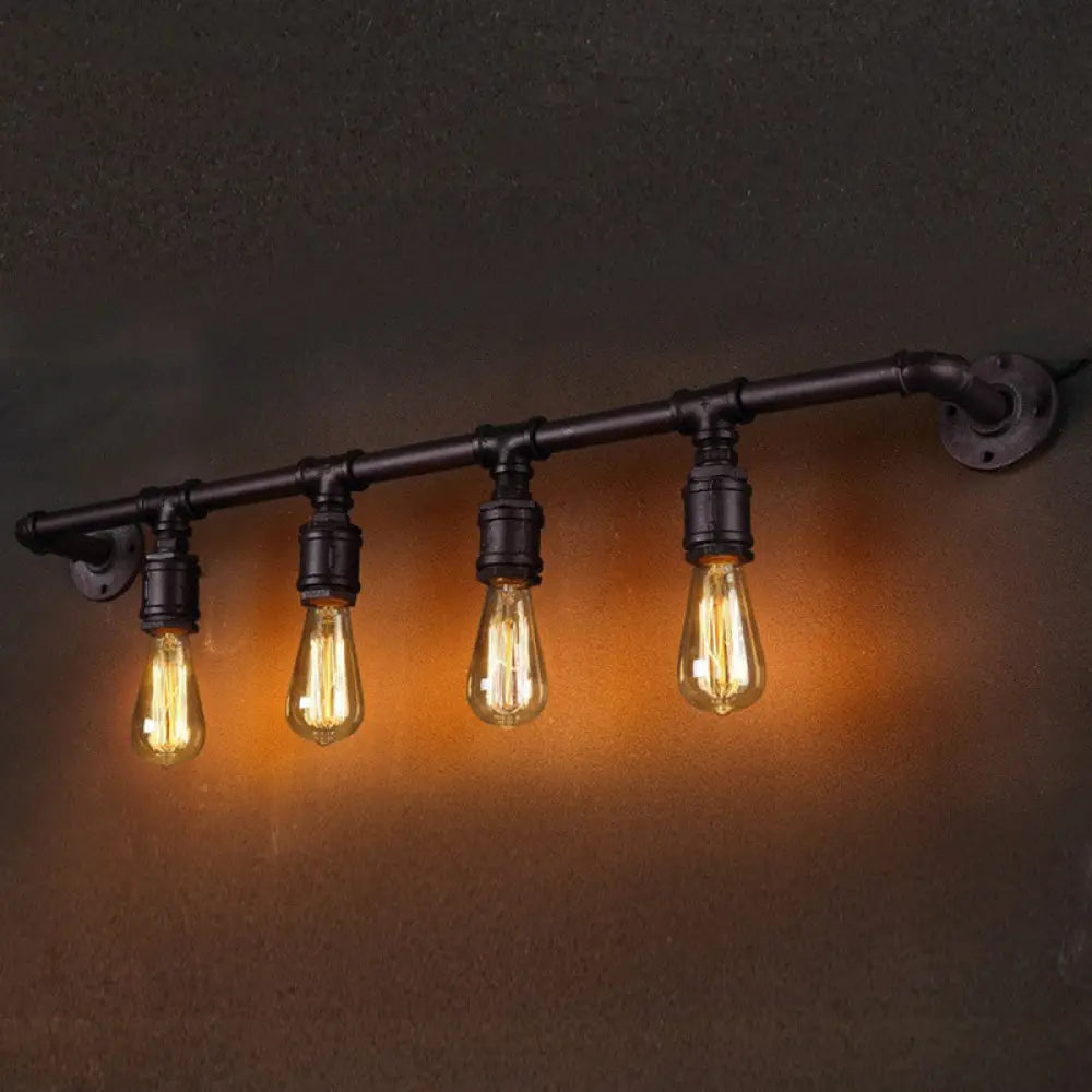 Steampunk Rustic Wall Mounted Lamp with Linear Design and Iron Finish for Restaurants -  - DINIBLO 