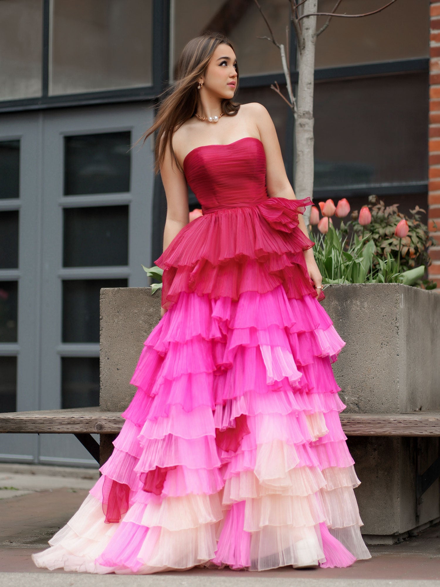 Xiomara | Sweetheart Pleated Bodice Long Prom Dress with Ruffles - Prom Dress - DINIBLO 