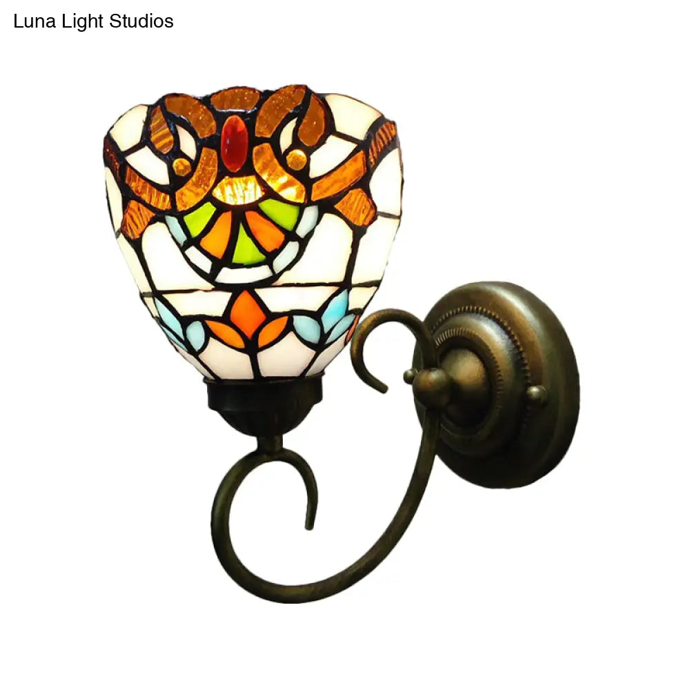 Victorian Wall Light Sconce with Bell Shade, Cut Glass & Yellow Bulb - Wall Mounted Lamp -  - DINIBLO 