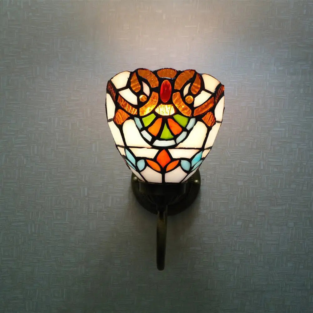 Victorian Wall Light Sconce with Bell Shade, Cut Glass & Yellow Bulb - Wall Mounted Lamp -  - DINIBLO 