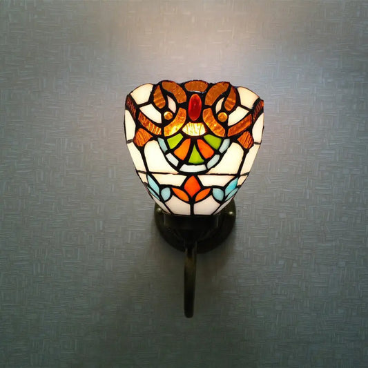 Victorian Wall Light Sconce with Bell Shade, Cut Glass & Yellow Bulb - Wall Mounted Lamp -  - DINIBLO 