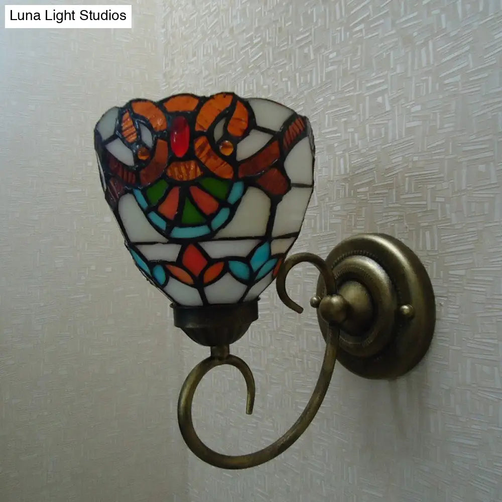 Victorian Wall Light Sconce with Bell Shade, Cut Glass & Yellow Bulb - Wall Mounted Lamp -  - DINIBLO 