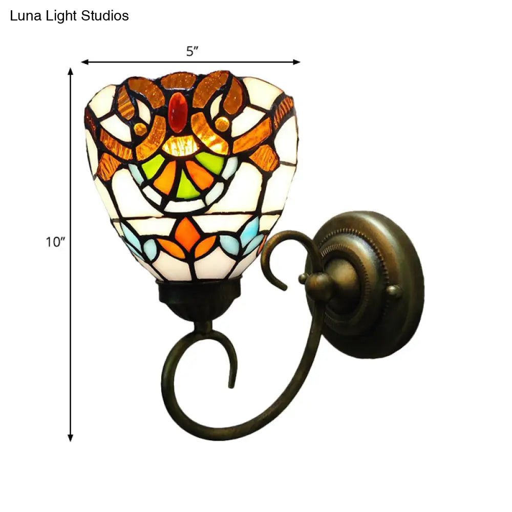 Victorian Wall Light Sconce with Bell Shade, Cut Glass & Yellow Bulb - Wall Mounted Lamp -  - DINIBLO 