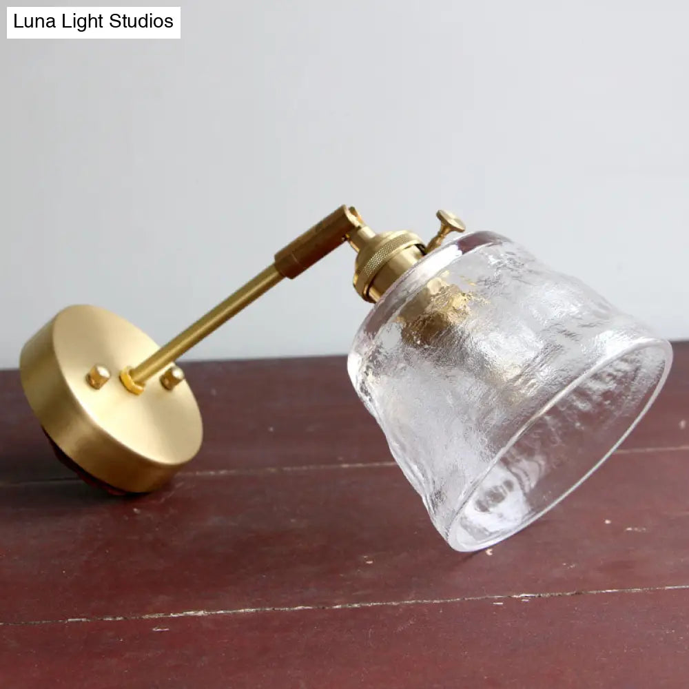 Vintage Brass Wall Sconce with Adjustable Reading Light - Water Glass & Tapered Design -  - DINIBLO 