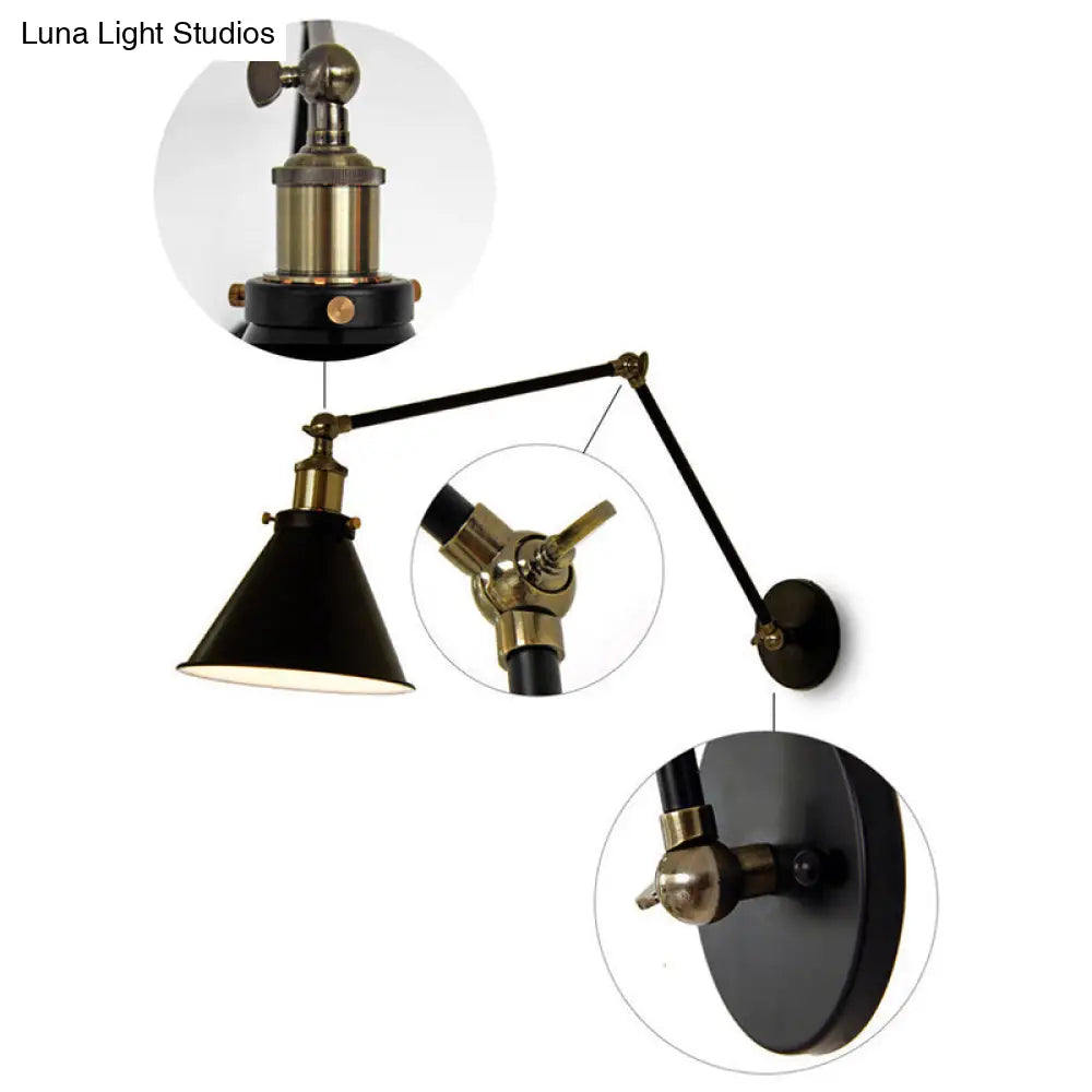 Vintage Conical Reading Wall Lamp with Flexible Swing Arm -  - DINIBLO 