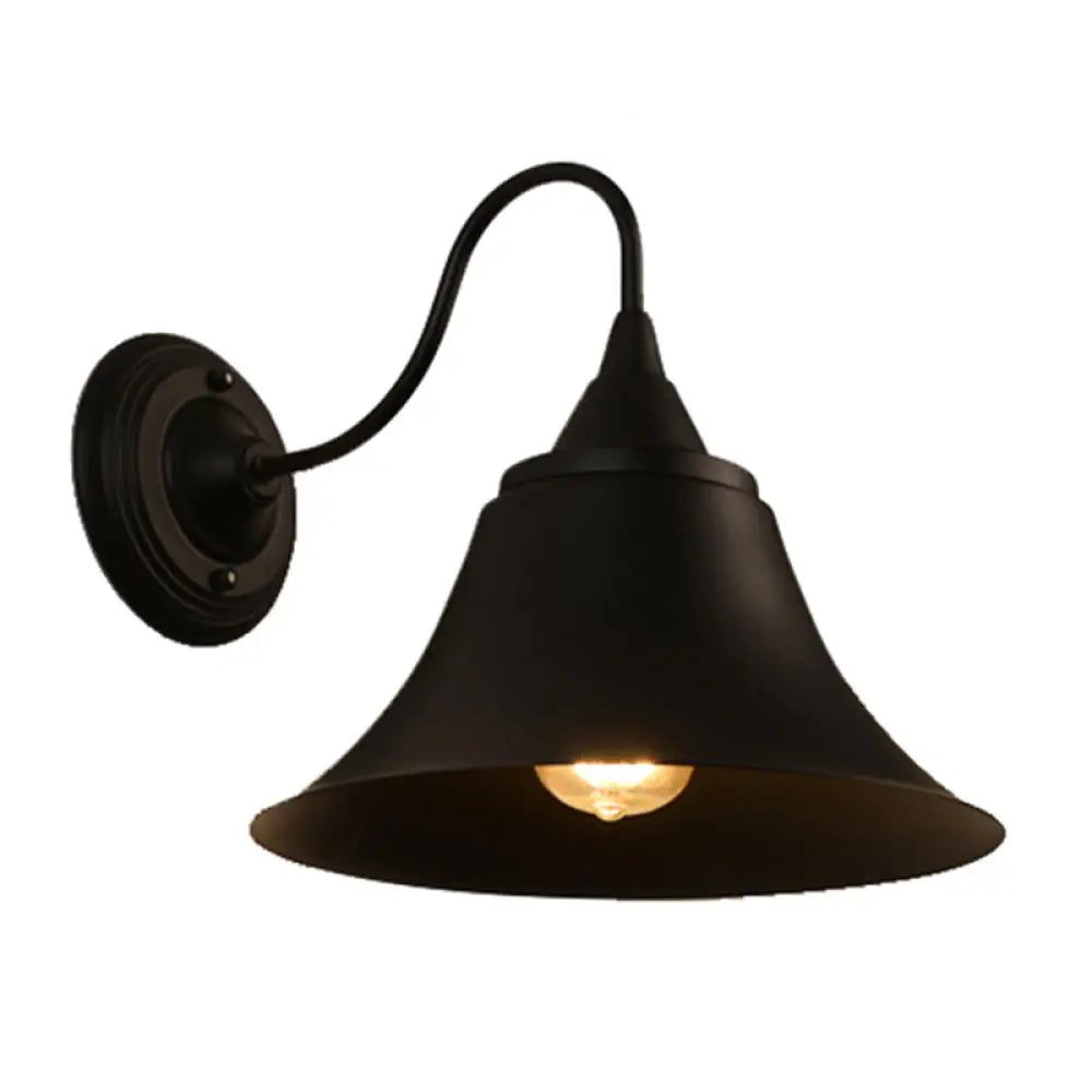 Vintage Matte Black Wall Lamp with Gooseneck Arm - Balcony Light Fixture -  - DINIBLO 