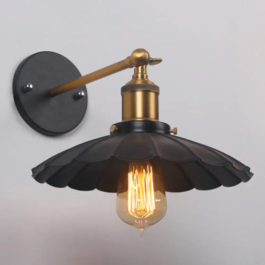 Vintage Metal Black Wall Sconce - Shaded Single Bathroom Lighting Fixture -  - DINIBLO 