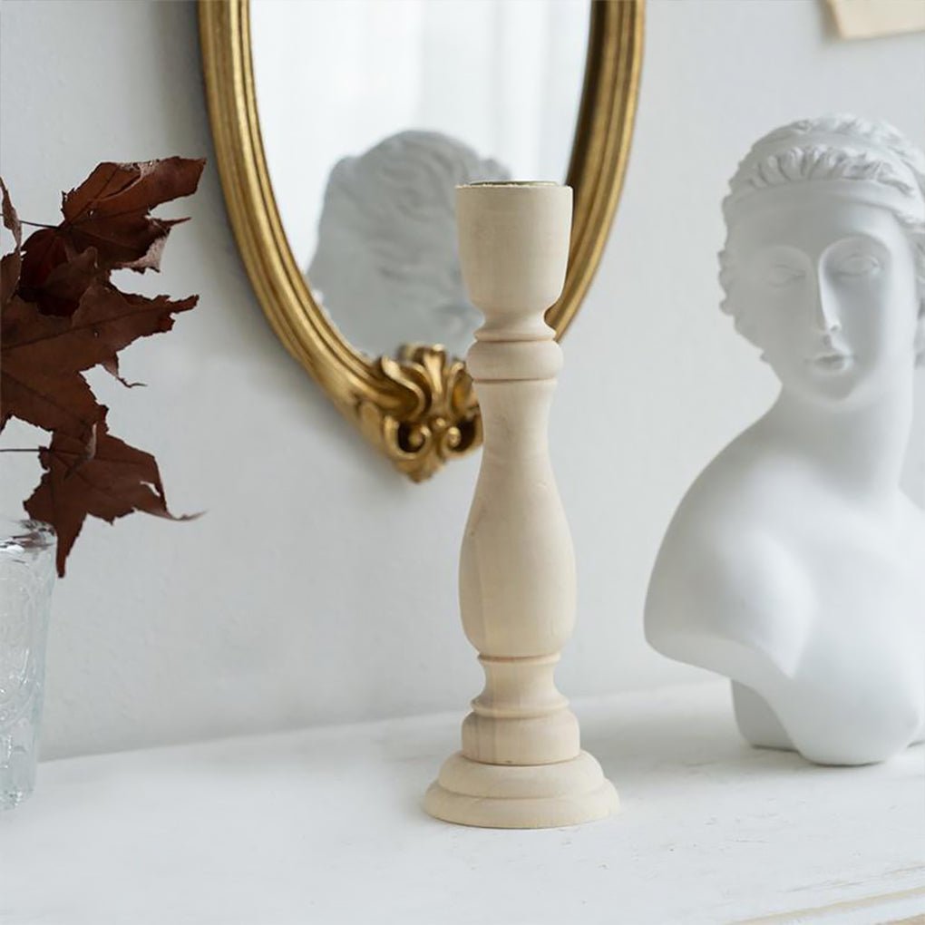 White Wood Sculpture Pillars Candle Holder - Home Decor > Candle holders & Lanterns > Candles & Candle holders - DINIBLO 