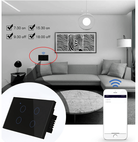 Wireless Smart Phone App Voice Remote Control Touch Wall Switch with Timing Function - Home Decor > Home Accessories > Decorative Objects - DINIBLO 