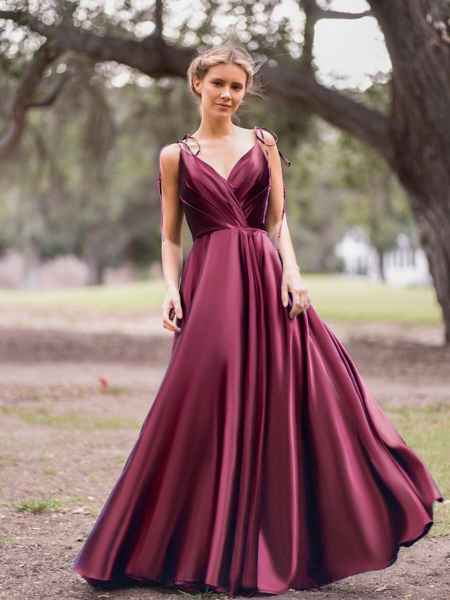 Wrap Satin A-Line Floor Length Evening Dress - Prom Dresses - DINIBLO 