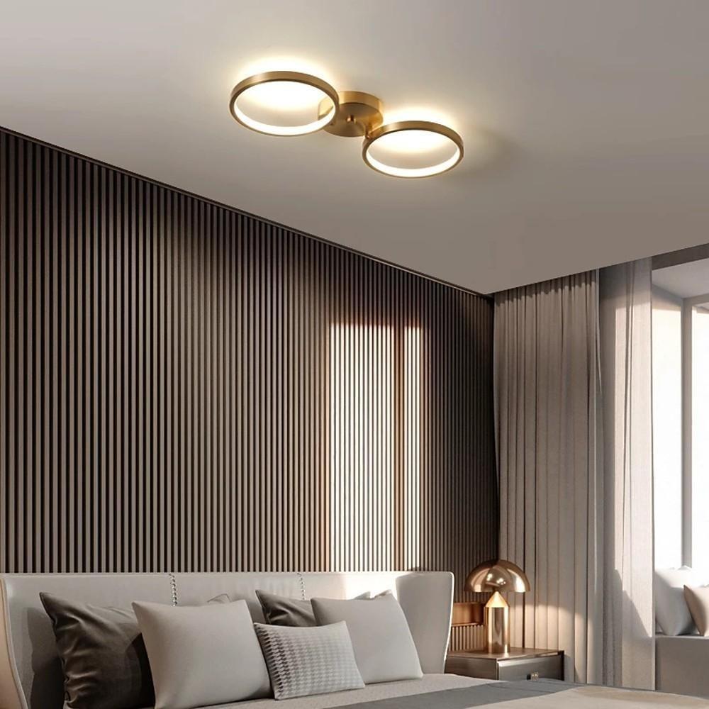 3-light Circular Copper LED Modern Flush Mount Lighting Ceiling Lights - Lighting > Ceiling lights > Semi-flush mount lighting - DINIBLO 